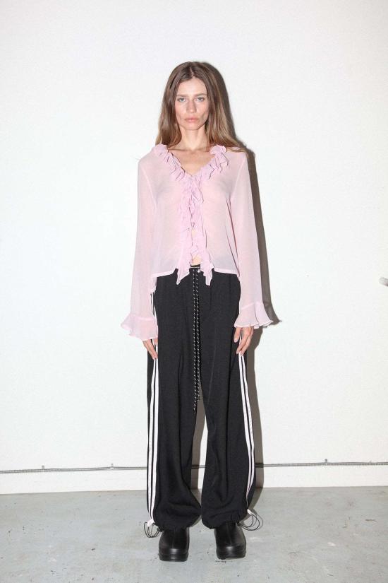  케이코 블라우스 KK Co 코일 실크 탑 블러쉬 - KKCO