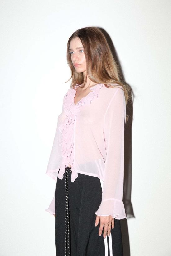  케이코 블라우스 KK Co 코일 실크 탑 블러쉬 - KKCO