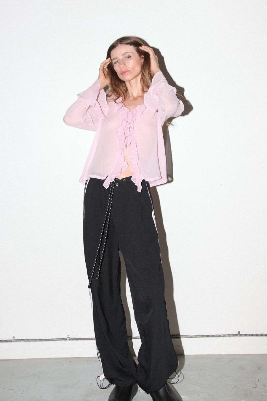  케이코 블라우스 KK Co 코일 실크 탑 블러쉬 - KKCO