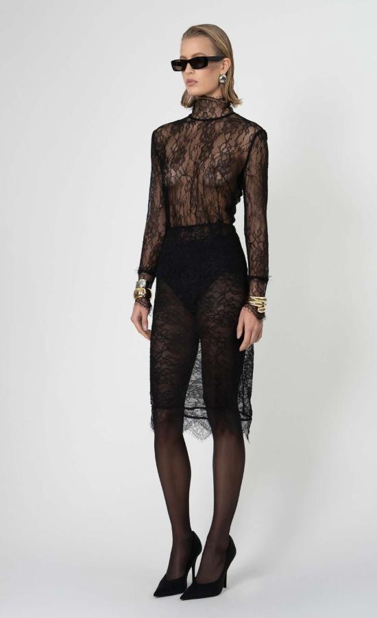  논살란트 레이블 미디 스커트 논샬란트 라벨 스텔라  블랙 - NONCHALANT LABEL