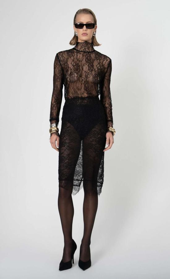  논살란트 레이블 미디 스커트 논샬란트 라벨 스텔라  블랙 - NONCHALANT LABEL