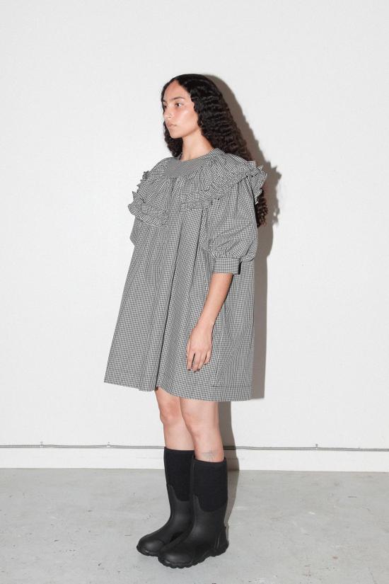  케이코 숏 원피스 KK Co 미니 카브 드레스 블랙 플레드 - KKCO