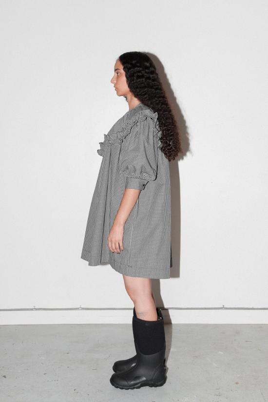  케이코 숏 원피스 KK Co 미니 카브 드레스 블랙 플레드 - KKCO