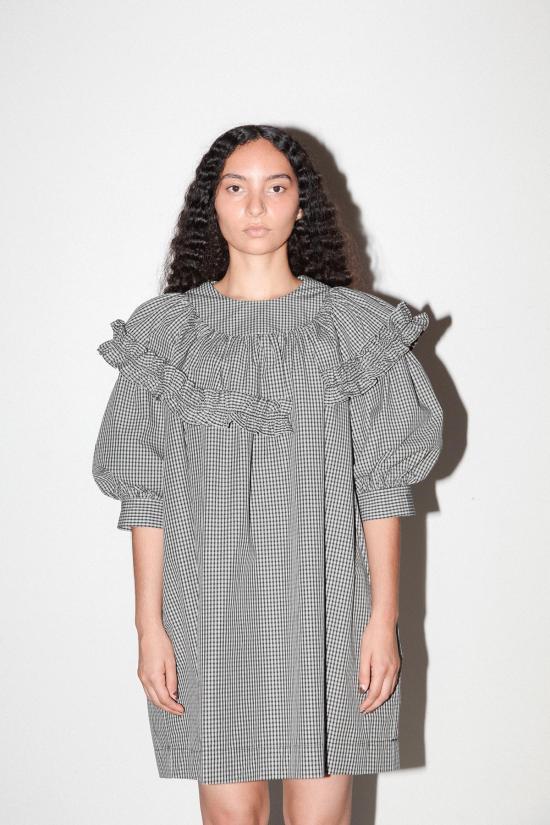  케이코 숏 원피스 KK Co 미니 카브 드레스 블랙 플레드 - KKCO