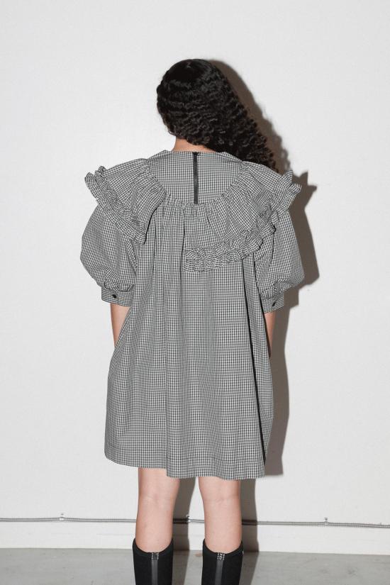  케이코 숏 원피스 KK Co 미니 카브 드레스 블랙 플레드 - KKCO