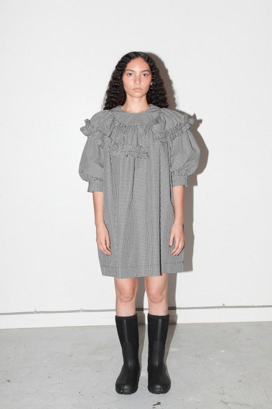  케이코 숏 원피스 KK Co 미니 카브 드레스 블랙 플레드