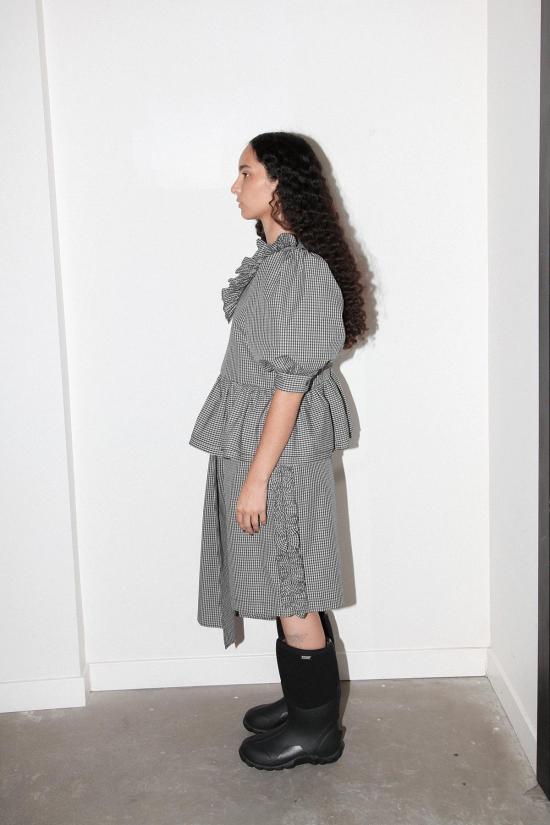  케이코 숏팬츠 Kk Co 러플 스코리아 숏 블랙 플레드 - KKCO