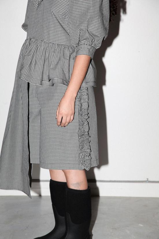  케이코 숏팬츠 Kk Co 러플 스코리아 숏 블랙 플레드 - KKCO