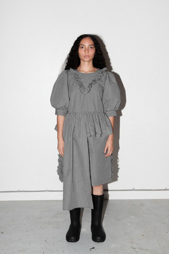  케이코 숏팬츠 Kk Co 러플 스코리아 숏 블랙 플레드 - KKCO