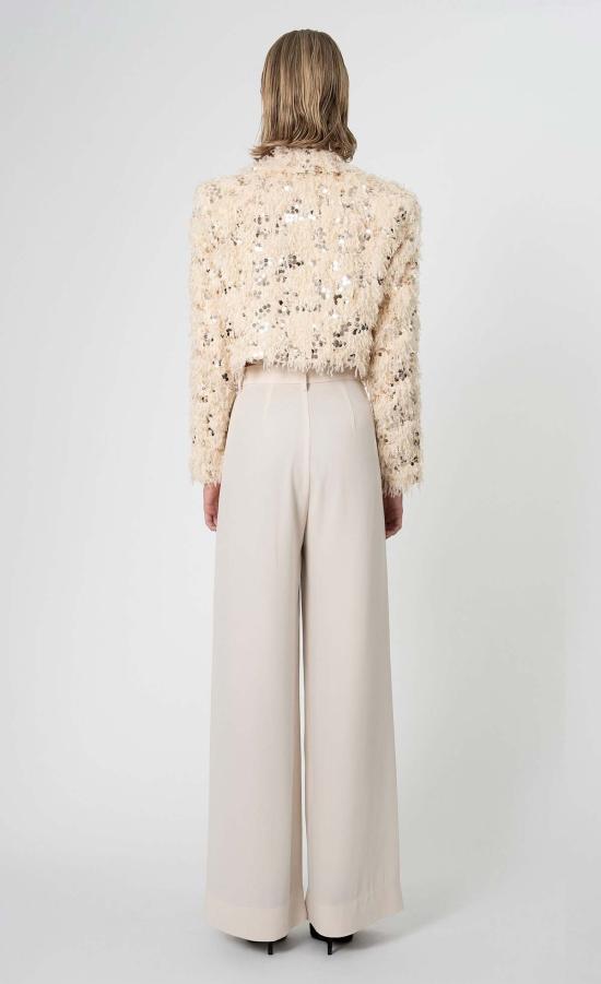  논살란트 레이블 코트 논샬런트 라벨 에벌리 인조 퍼 재킷 오프 화이트/골드 스팽글 - NONCHALANT LABEL