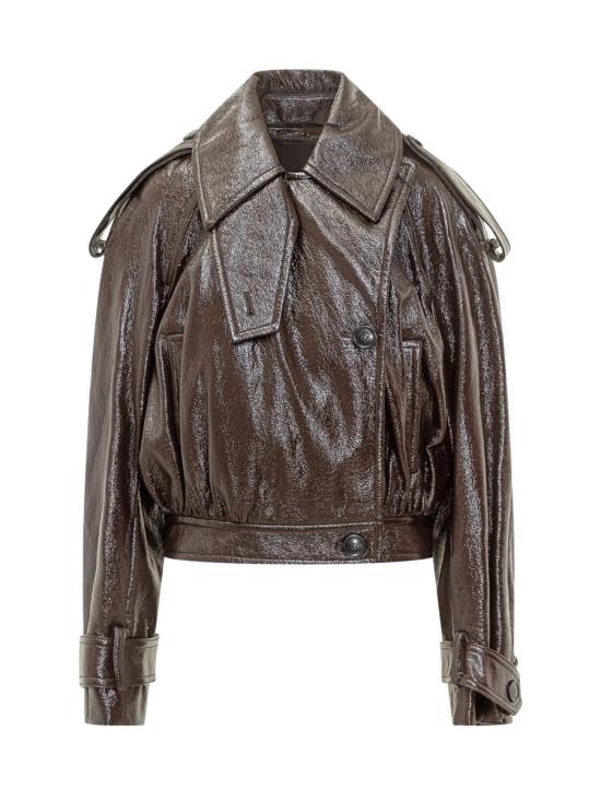 25FW 스포트막스 가죽 자켓 2522086063600 002 BROWN