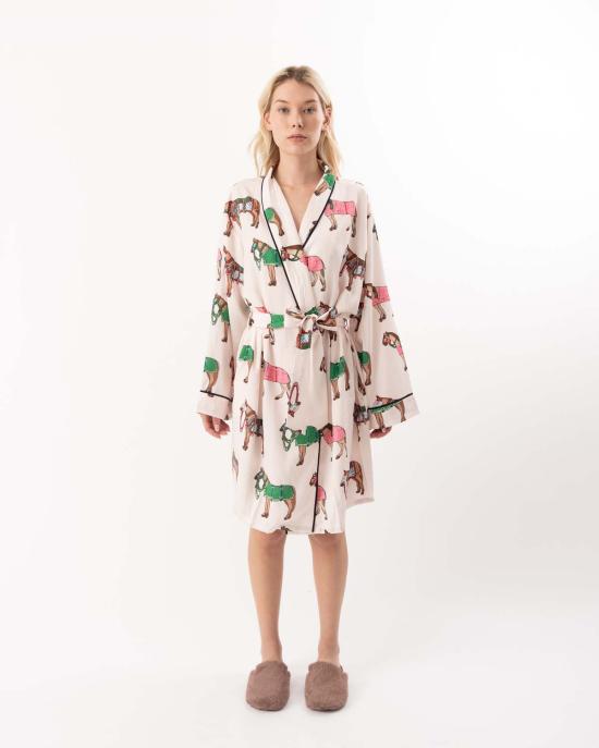  케이티 키메 언더웨어 케이티 카임 에퀘스트리안 엘레강스 라운지 로브 멀티컬러