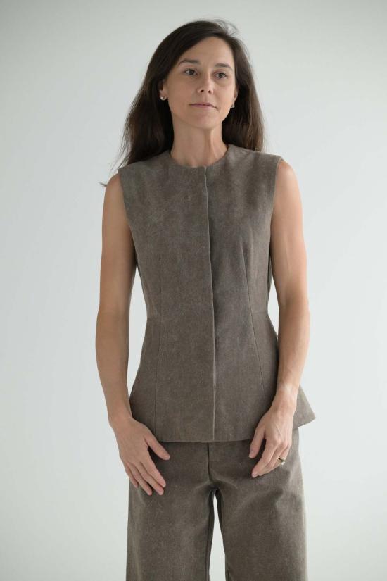  로렌 마누지안 민소매 티셔츠 캔버스 보디스