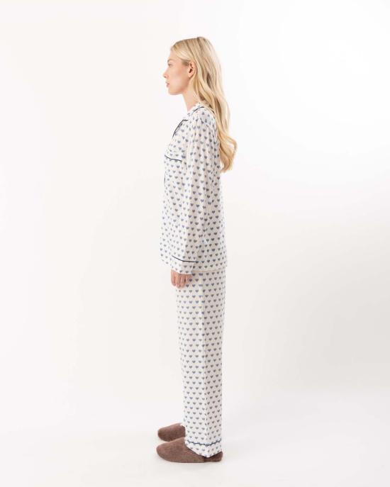  에버제이 라운지 웨어 Eberjey Gisele 프린트 롱 파자마 세트 Hannukah Glow 누비안 네이비 - EBERJEY