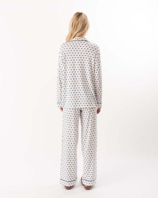  에버제이 언더웨어 Eberjey Gisele 프린트 롱 파자마 세트 Hannukah Glow 누비안 네이비 - EBERJEY