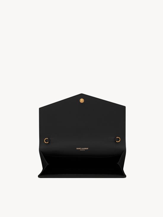 25FW 생로랑 그레인 레더 업타운 체인 지갑 6077881GF0J 1000 - SAINT LAURENT