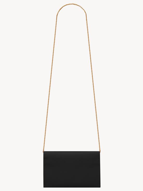 25FW 생로랑 그레인 레더 업타운 체인 지갑 6077881GF0J 1000 - SAINT LAURENT