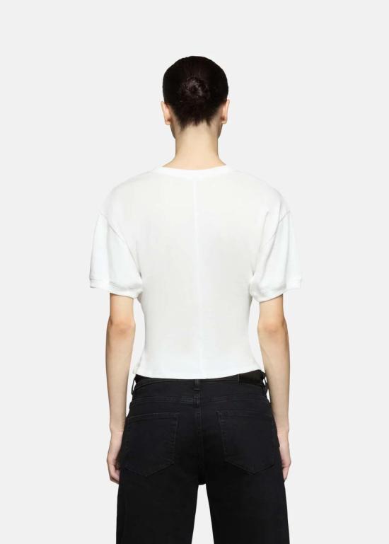  이비 데님 반팔 티셔츠 Eb 데님 헨리 V넥 티셔츠 화이트 - EB DENIM