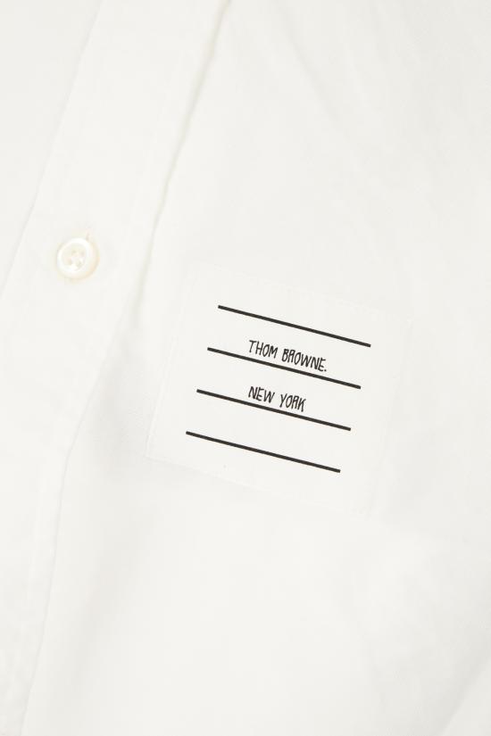 26FW 톰브라운 클래식 스트라이프 옥스포드 암밴드 라운드 칼라 셔츠 FLL019EF0313 100 White - THOM BROWNE