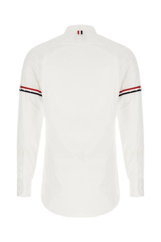 26FW 톰브라운 클래식 스트라이프 옥스포드 암밴드 라운드 칼라 셔츠 FLL019EF0313 100 White - THOM BROWNE