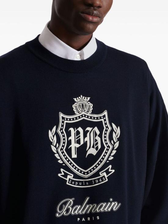 25FW 발망 스웨터 FH0KE050KJ21 SFH Blue - BALMAIN