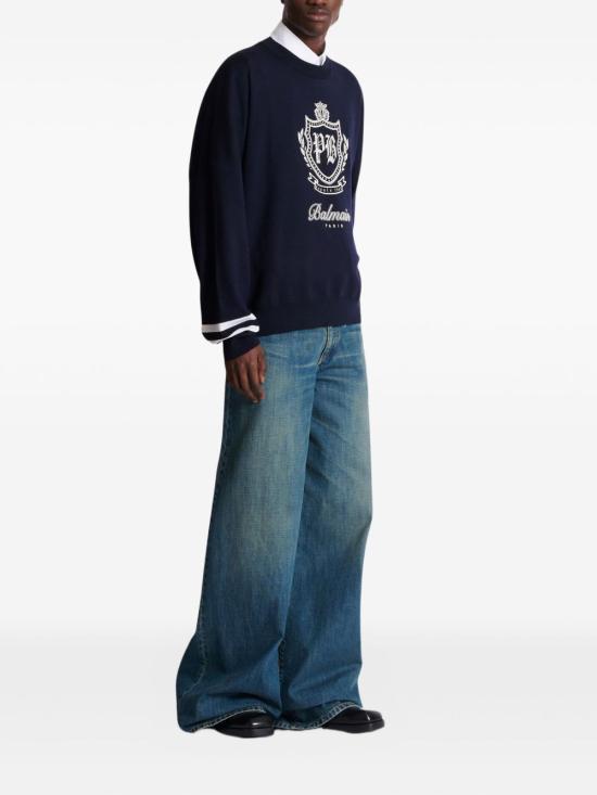 25FW 발망 스웨터 FH0KE050KJ21 SFH Blue - BALMAIN