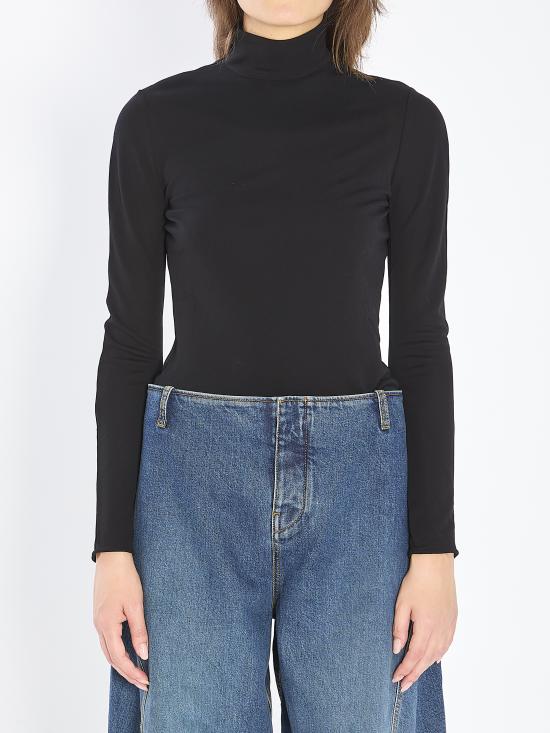 25FW 알라이아 바디수트 티셔츠 AA9B0400J070B BLACK