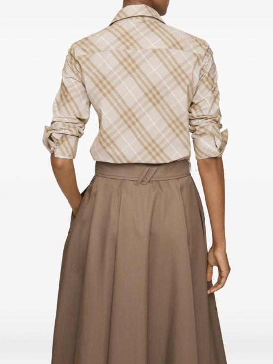 25FW 버버리 슬림핏 체크 코튼 셔츠 슬림핏 체크 코튼  8115964 C3950 STONE GREY - BURBERRY