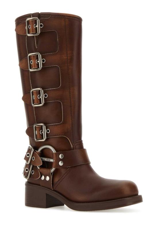  미우미우 레더 바이커 부츠 5W792DFA0503F33 F0038 BROWN - MIU MIU