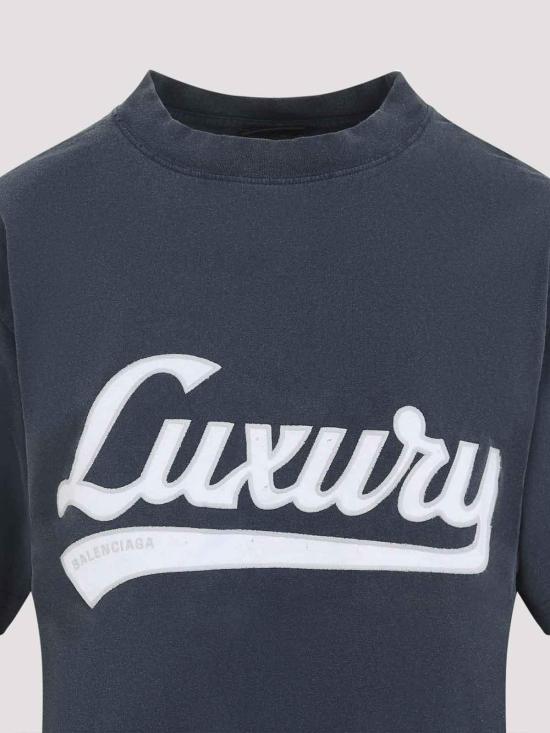  발렌시아가 반팔 티셔츠 850990TTVB68593 Dark Blue - BALENCIAGA