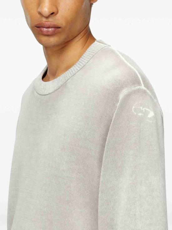  디젤 리버스 프린트 코튼 스웨터  A111870BEAR91L Grey - DIESEL