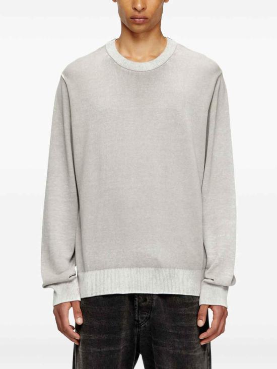  디젤 리버스 프린트 코튼 스웨터  A111870BEAR91L Grey - DIESEL