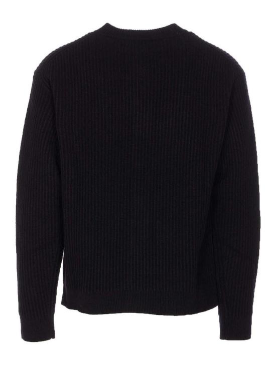 25FW 메종키츠네 폭스 헤드 울 립드 가디건 PM00508KT1149P199 Black - MAISON KITSUNE