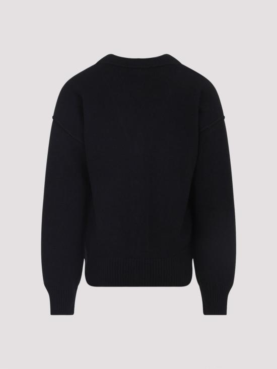  아미 하트 로고 인타르시아 V넥 가디건 UKC367018009 Black - AMI