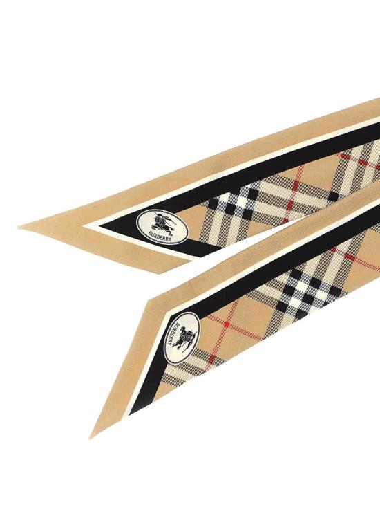 26FW 버버리 스키니 체크 나이트 스탬프 실크 스카프 8114238 Beige - BURBERRY
