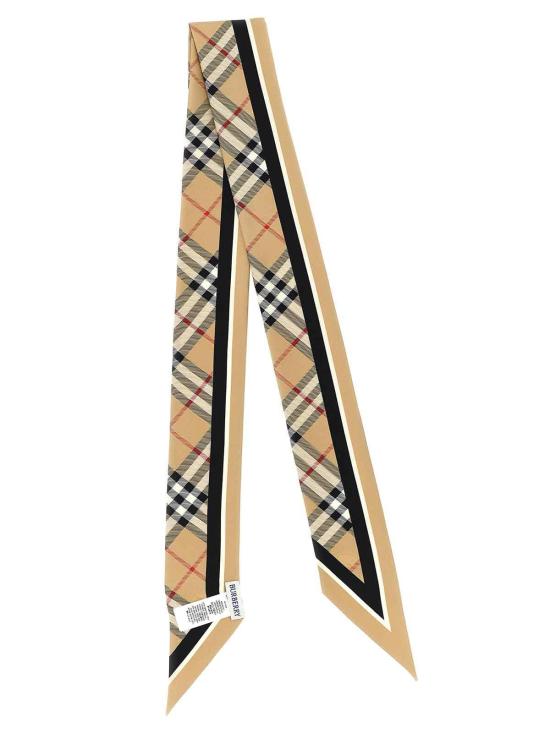 26FW 버버리 스키니 체크 나이트 스탬프 실크 스카프 8114238 Beige - BURBERRY