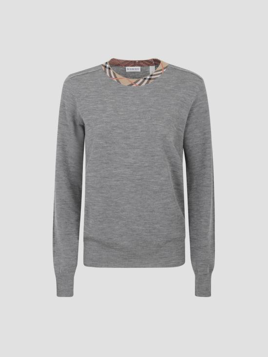 25FW 버버리 체크 크루넥 풀오버 스웨터  8112171 A1345 GREY