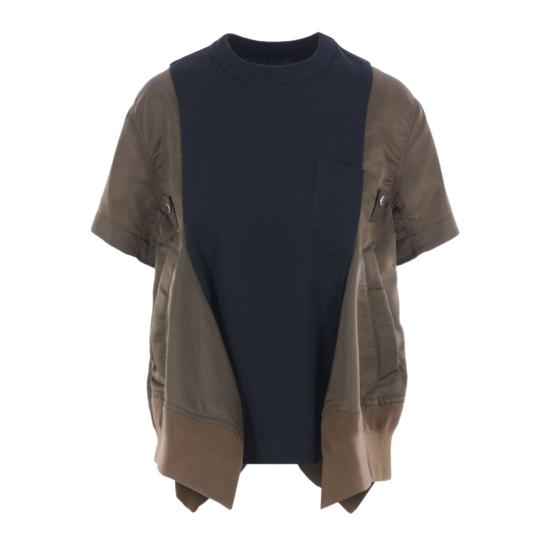 25FW 사카이 반팔 티셔츠 2507998 532 KHAKI NAVY