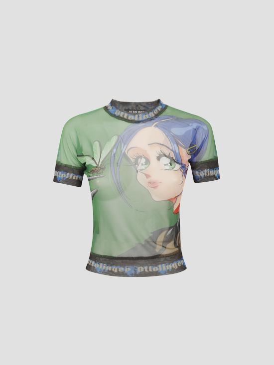 25FW 오토링거 반팔 티셔츠 10110040105 PRIGRN PRINT GREEN