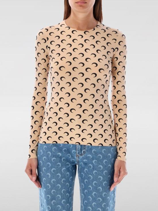 26SS 마린세르 크레센트 문 프린트 긴팔 티셔츠 WTS006ACJER0001 TA10 Brown