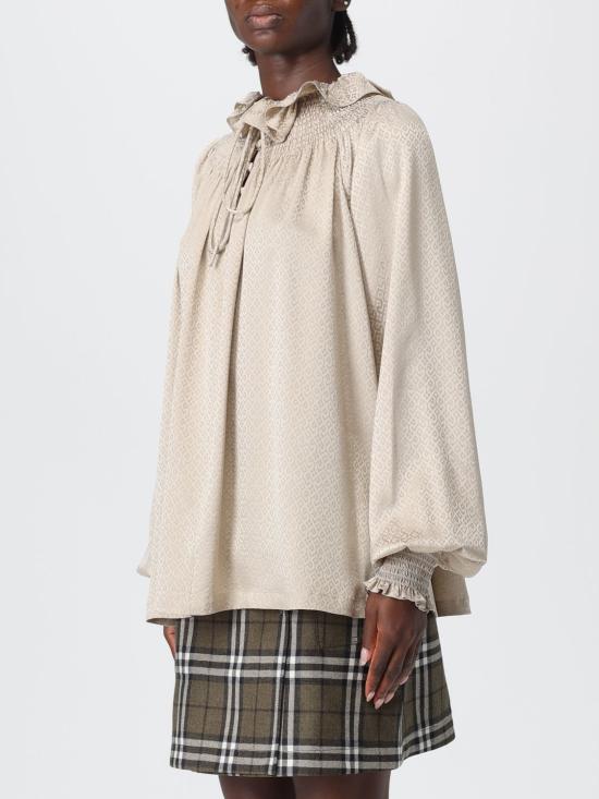 25FW 버버리 지오메트릭 실크 블라우스 8117061 Beige - BURBERRY