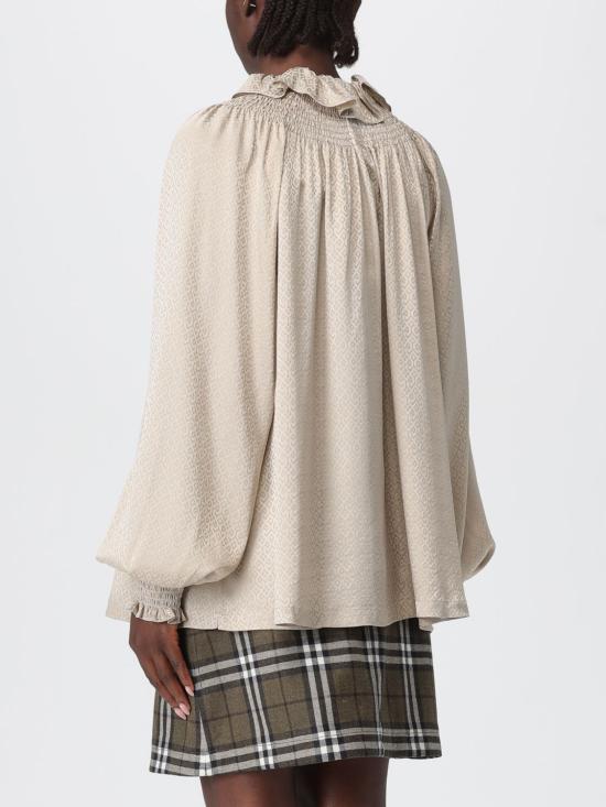 25FW 버버리 지오메트릭 실크 블라우스 8117061 Beige - BURBERRY