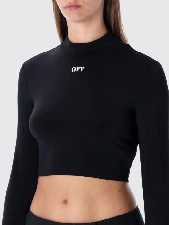 25FW 오프화이트 긴팔 티셔츠 OWAD235C99JER001 1001 Black - OFF WHITE