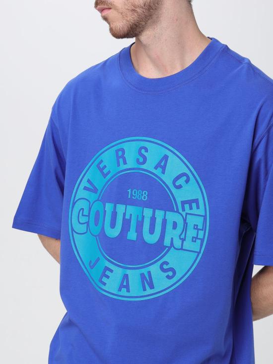 25FW 베르사체 반팔 티셔츠 79GAHE04CJ00E 289 Blue - VERSACE