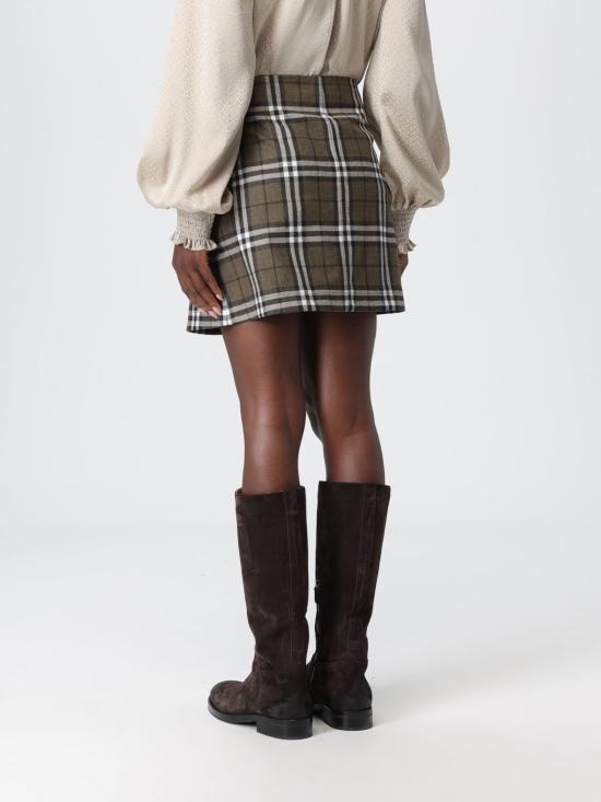 25FW 버버리 체크 본디드 울 트렌치 미니 스커트 8110911 Green - BURBERRY