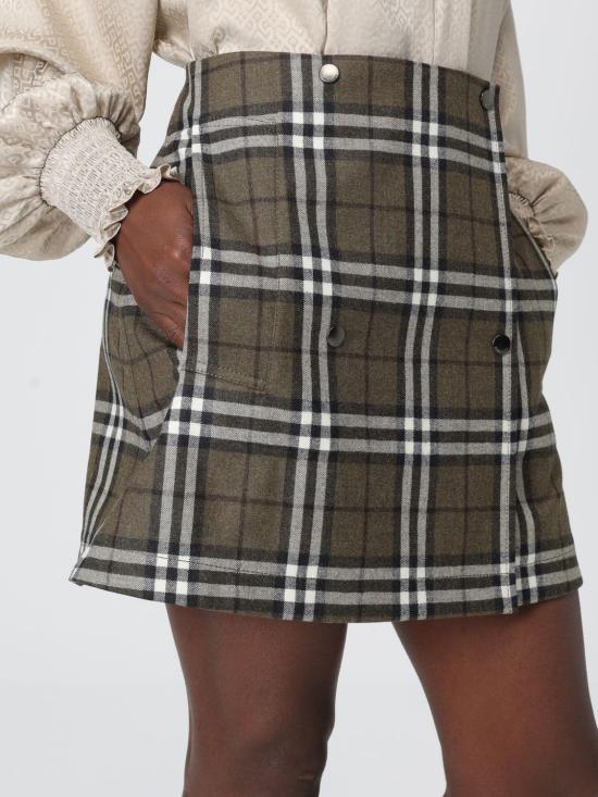 25FW 버버리 체크 본디드 울 트렌치 미니 스커트 8110911 Green - BURBERRY