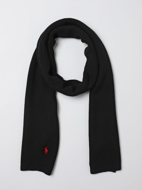 25FW 폴로 랄프로렌 포니 로고 자수 립 니트 스카프 710886136 001 Black 1 - POLO RALPH LAUREN