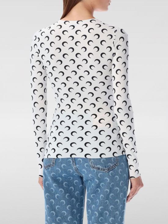 26SS 마린세르 크레센트 문 프린트 긴팔 티셔츠 WTS006ACJER0001 WH00 White - MARINE SERRE