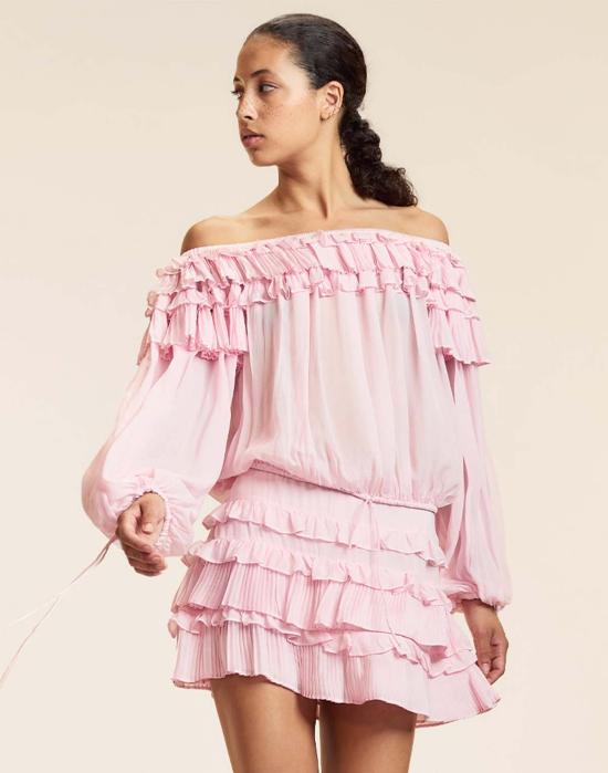  신시아 로리 숏 스커트 신시아 로울리 벨라 러플 미니 스코트 핑크 - CYNTHIA ROWLEY