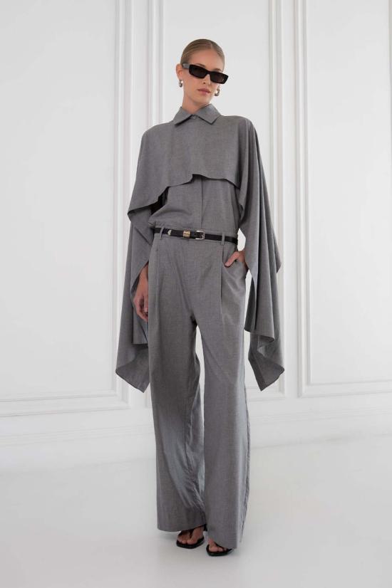  파렌테지 블라우스 로우 케이프 셔츠 그레이 - PARENTEZI